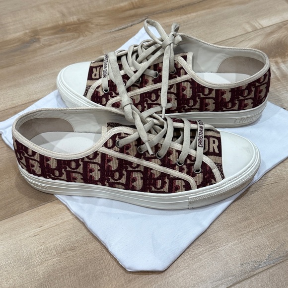 Christian Dior Red and Cream Sneakers - Picture 2 of 5